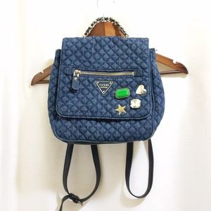 Guess Quilted Denim Backpack Purse